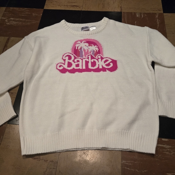 Barbie Sweaters - Barbie hpt pink and cream sweater in a misses size large brand new with tags